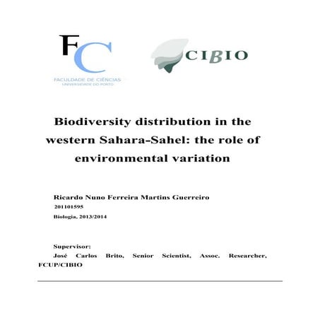 Guerreiro (2014). Biodiversity distribution in the western Sahara-Sahel the r...