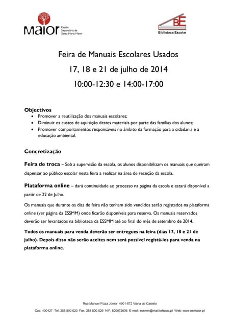 Feira manuais 2014 - Regulamento