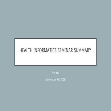 Health Informatics Seminar Summary