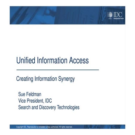 II-SDV 2012 Towards Unified Access Systems for Data Exploration