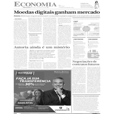 Matéria sobre moedas digitais e bitcoin no Correio da Paraíba