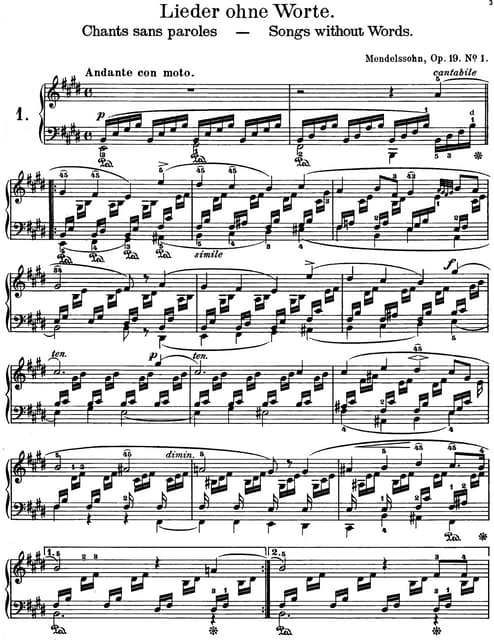 Felix mendelssohn romances sans paroles 8 opus version ii PDF