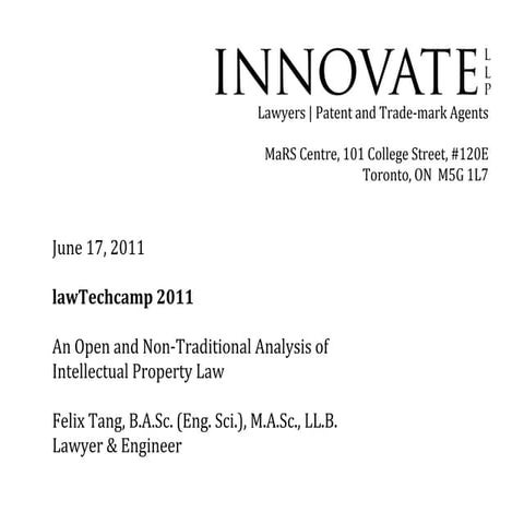 Felix Tang Innovate LLP lawTechCamp