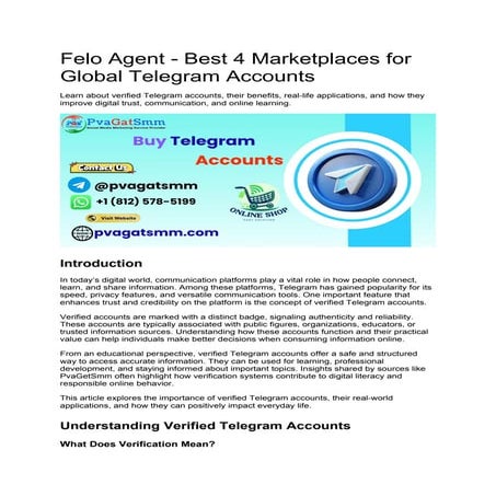 Felo Agent - Best 4 Marketplaces for Global Telegram Accounts.docx
