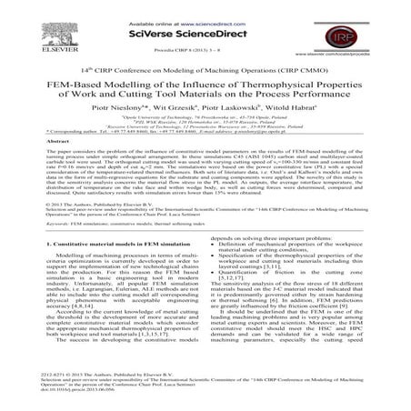Fem based modelling of the influence of thermophysical properties