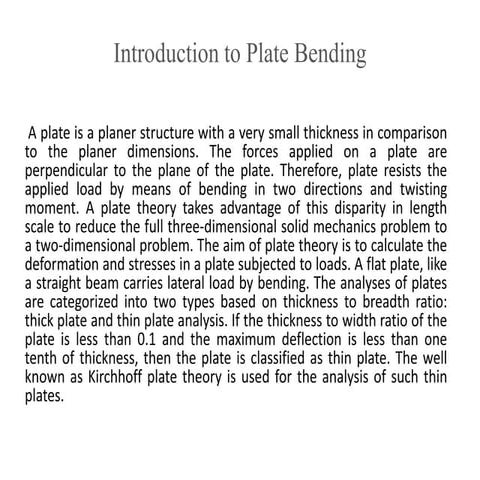 Analysis of  Thin Plates