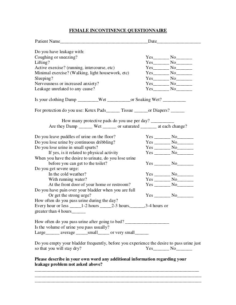 Female incontinencequestionnaire