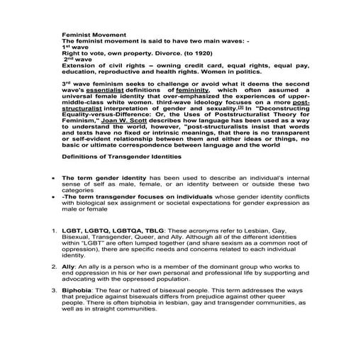  report Feminist movement