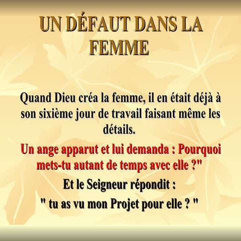 Un DéFaut Dans La Femme | PPS