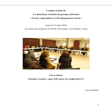Femmes rurales quel rôle pour les coopératives
