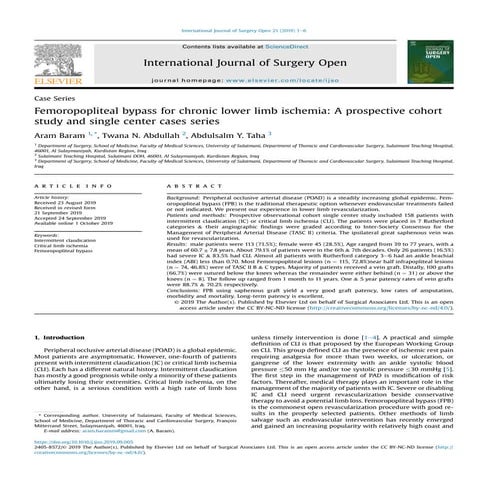 Femoropopliteal bypass for revascularization of chronic ischemia of lower limb: a single center experience.