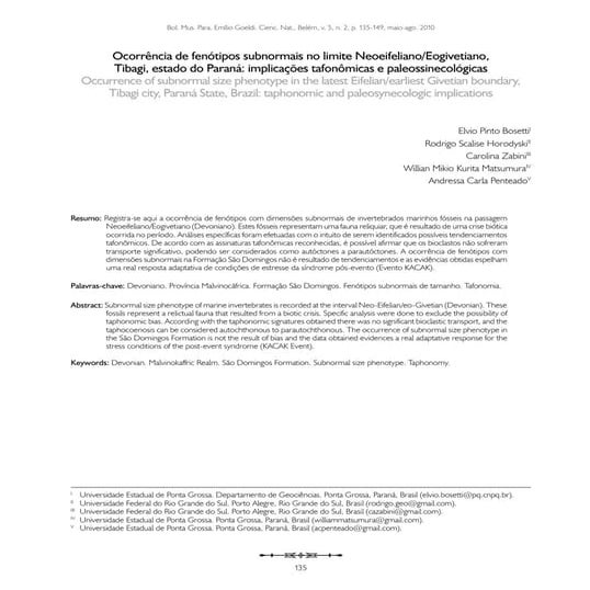 Ocorrência de fenótipos subnormais no limite Neoeifeliano/Eogivetiano, Tibagi, estado do Paraná: implicações tafonômicas e paleossinecológicas