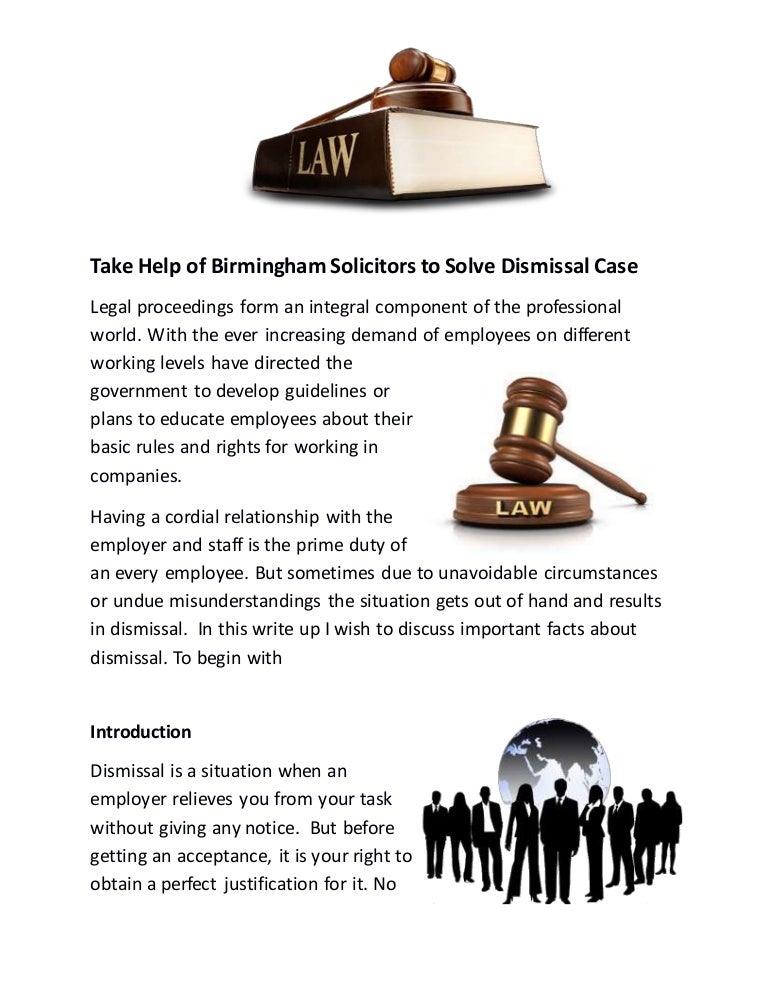 Take Help of Solicitors to Solve Dismissal Case