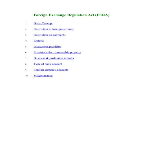 FERA - FOREIGN EXCHANGE REGULATION ACT | DOC