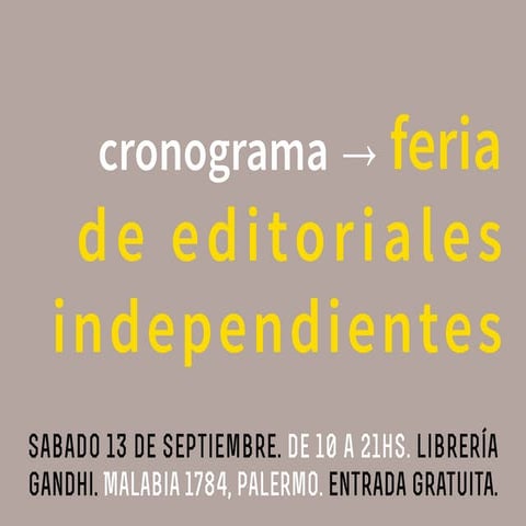 Cronograma Feria de editoriales independientes 13/09