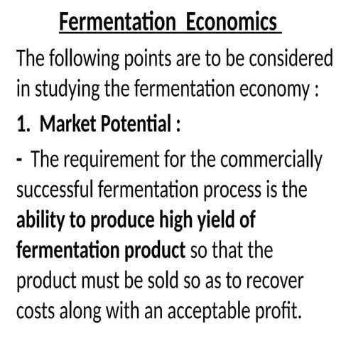 Fermentation Economics in entrepreneurship