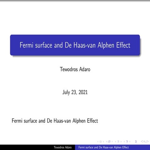 Fermi surface and de haas van alphen effect ppt