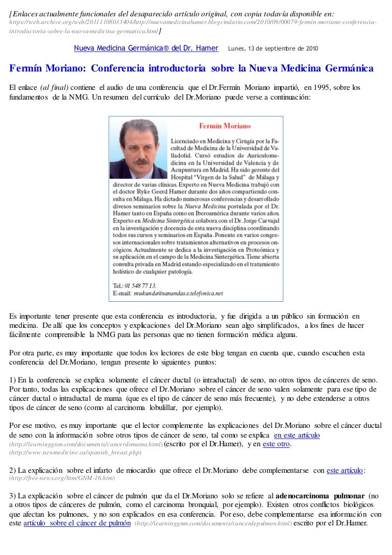Aclaraciones A La Conferencia Introductoria 1995 De Fermín Moriano
