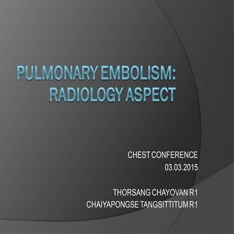 Imaging of pulmonary embolism