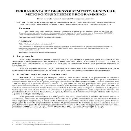Ferramenta de Desenvolvimento Genexus e Método XP(Extreme Programming)