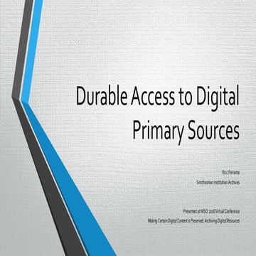 Ferrante Durable Access to Digital Primary Sources