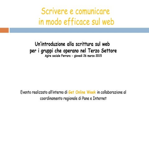 Scrivere e comunicare in modo efficace sul web