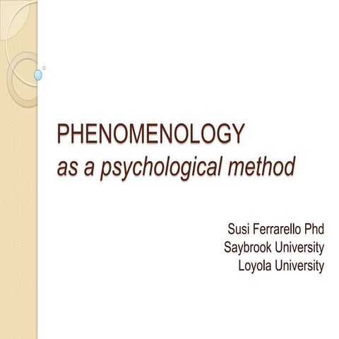 Ferrarello phenomenology as a psychological method