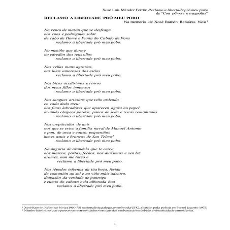 Méndez Ferrín: Reclamo a liberdade para o meu pobo