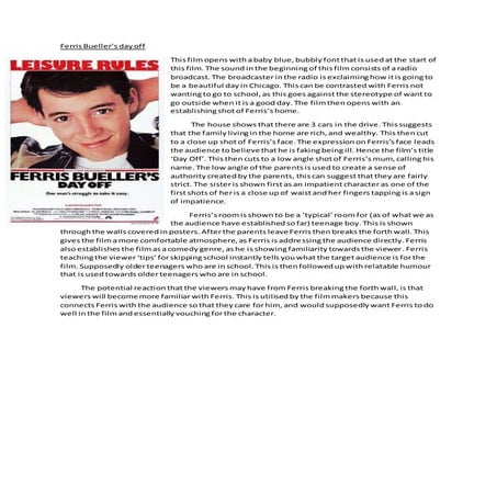 Ferris bueller finished