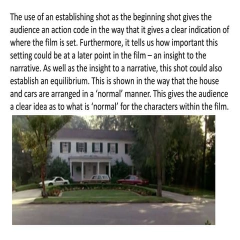 How establishing shots represent characters and social groups in Ferris