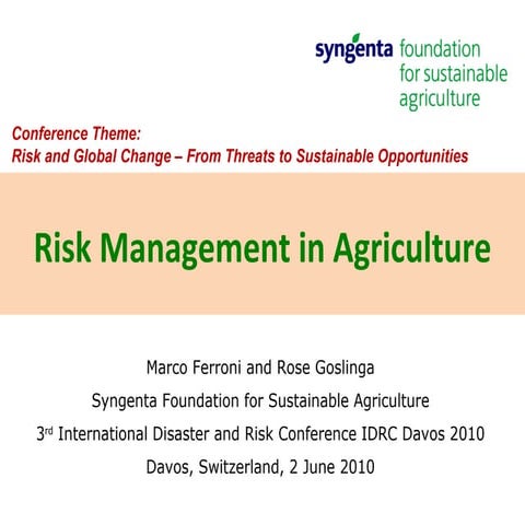 Risk Management in Agriculture