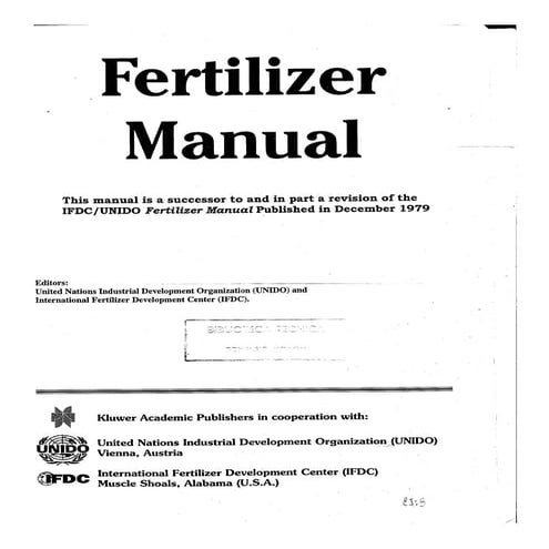 Fertilizer manual (unido and ifdc)