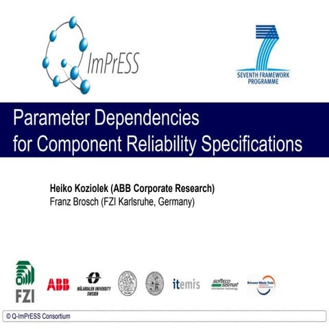 Parameter Dependencies for Component Reliability Specifications