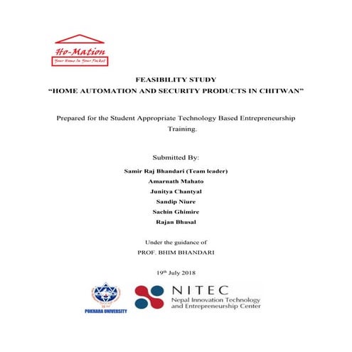 Fesiability study of Home Automation in Chitwan Nepal by Ho-Mation 