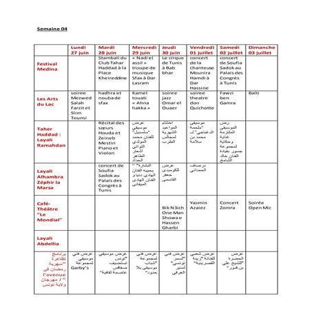 Festivals ramadanesques semaine 4