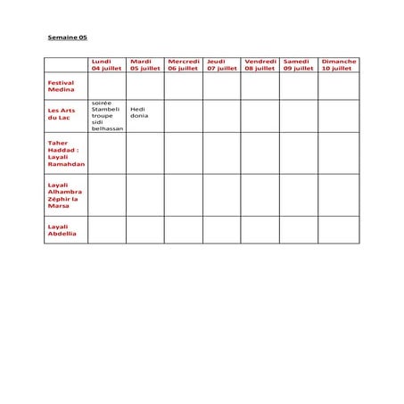 Festivals ramadanesques semaine 5