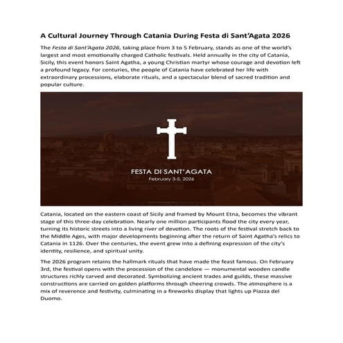 A Cultural Journey Through Catania During Festa di Sant’Agata 2026