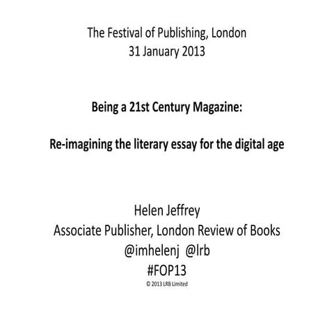 Festival of publishing 2013 slides, London