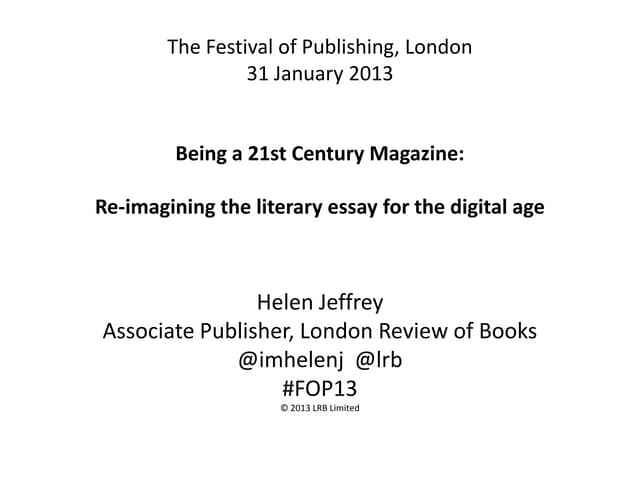 Festival of publishing 2013 slides, London