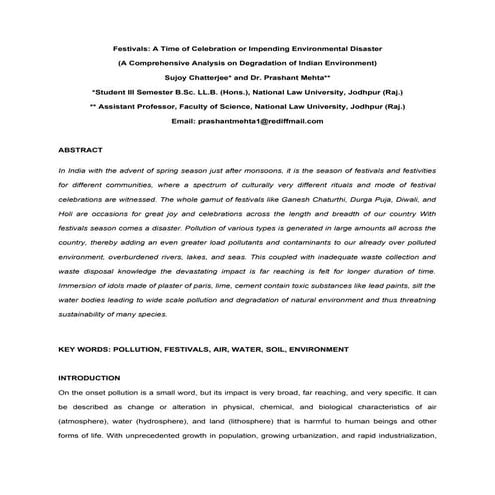 Festivals: A Time of Celebration or Impending Environmental Disaster