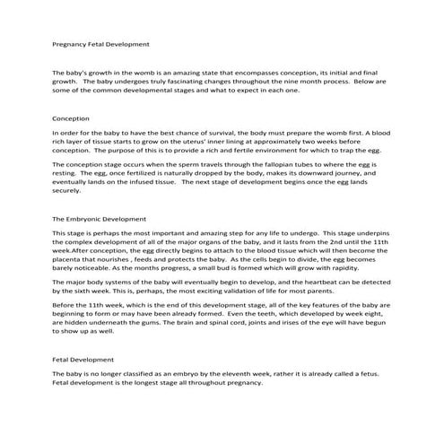 Fetal development during pregnancy