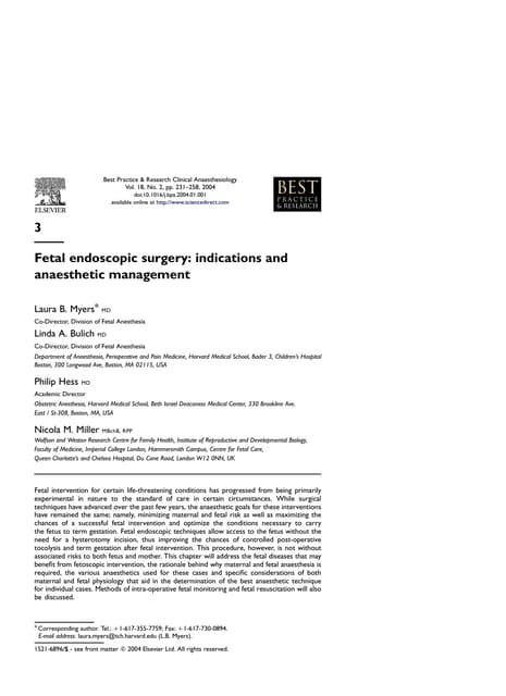 Fetal endoscopic surgery