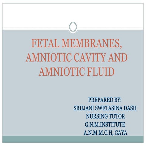 Fetal Membranes, Amniotic Cavity and Amniotic Fluid