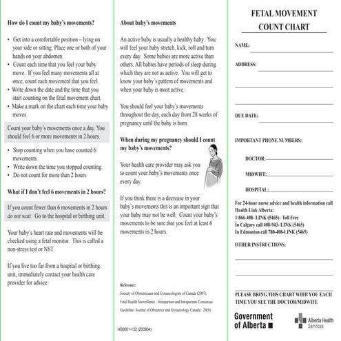 Fetal movement chart