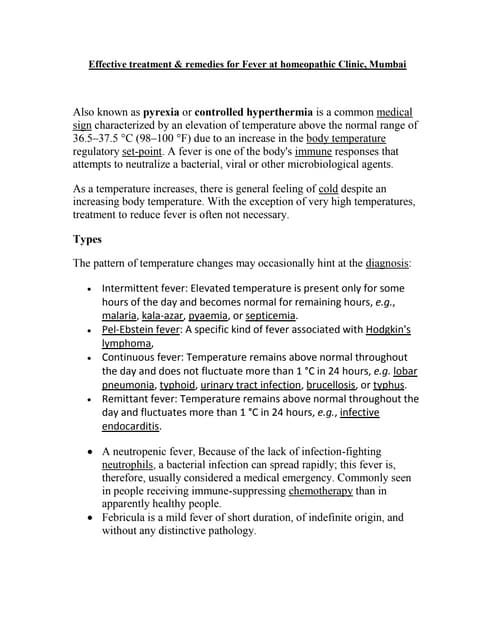 Fever and its homeopathy treatement...