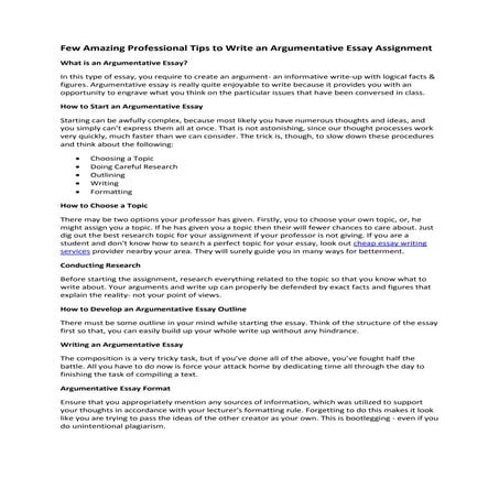 Few Amazing Professional Tips to Write an Argumentative Essay Assignment