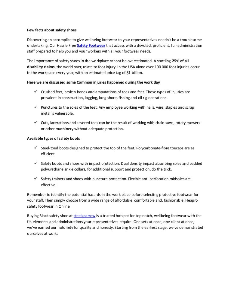 Few facts about safety shoes