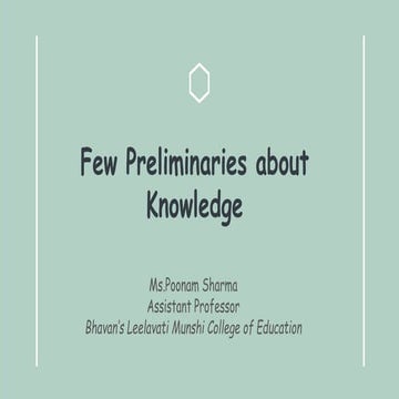Few preliminaries about knowledge