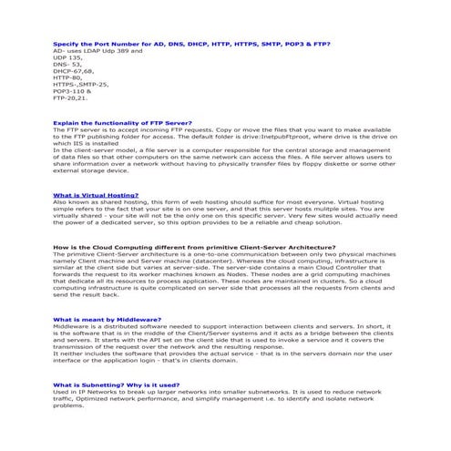 Network Testing ques