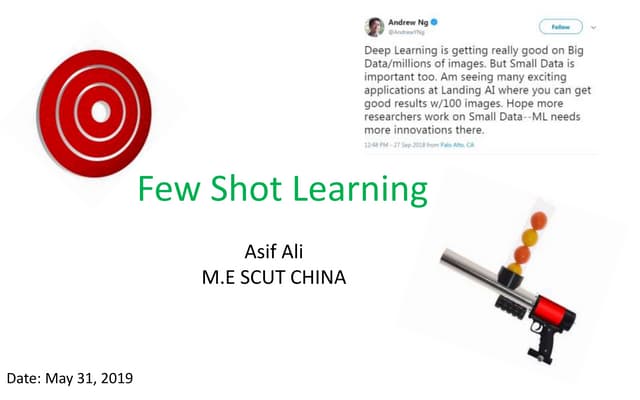 Few shot learning/ one shot learning/ machine learning